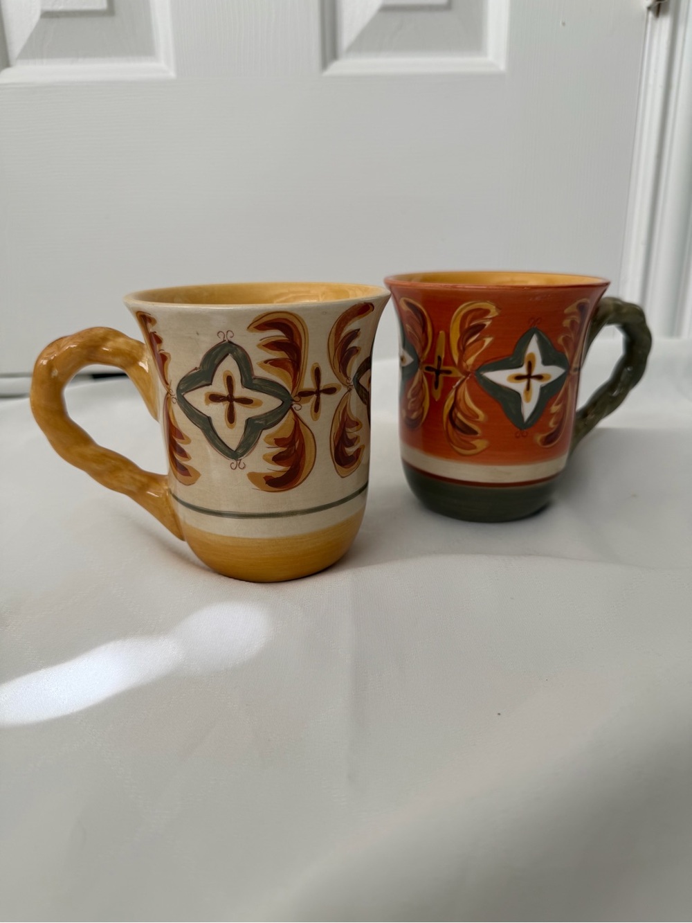 Artimino Tuscan Countryside Sienna Mugs in Yellow and Terracotta Set of 2